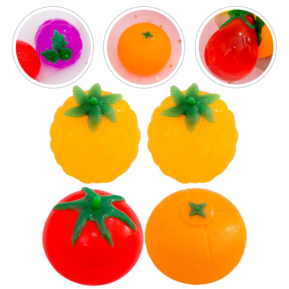 

4Pcs Soft Squeezing Ball Fruit Shape Adorable Stress Relief Fidget Sensory Decompression Vent Office Home Party Favor