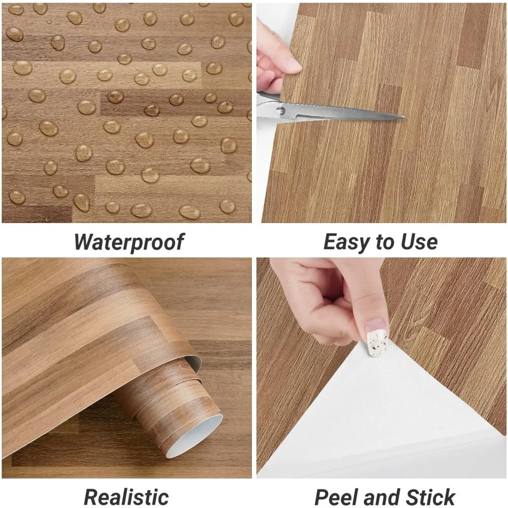 ورق اتصال كونترتوب قابل للتقشير واللصق المقاوم للماء، كبير 35 × 120، حبوب خشبية خفيفة، متينة لعدادات المطبخ