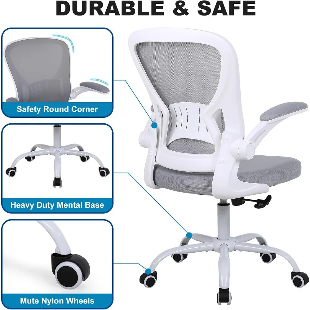 مجموعة كراسي مكتب مريحة قابلة للتعديل مكونة من 6 قطع، كراسي مكتب منزلية مع مساند للذراعين قابلة للطي ودعم قطني، مريحة