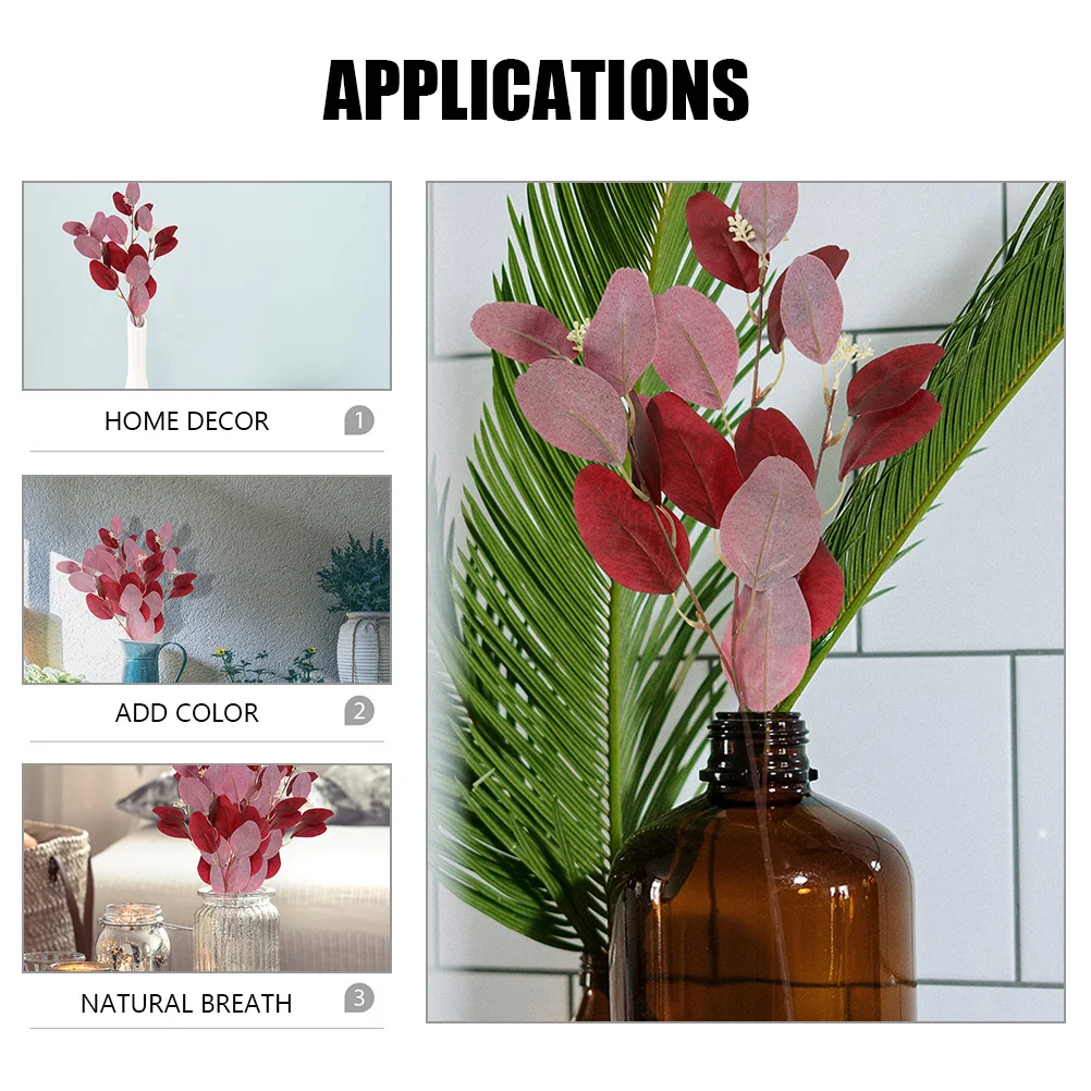 

8 Pcs Simulated Eucalyptus Leaves Artificial Faux Plant Stems 3D Wedding Home Decor Fake Leaves for Vase Centerpiece Bedroom