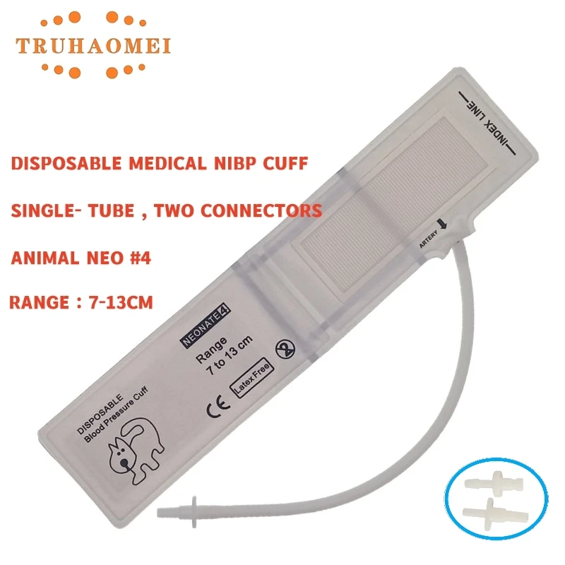 Veterinary NIBP Cuff Multisize Upper Arm Disposable Non-woven Animal NIBP Cuff Pet Blood Pressure Single Hose