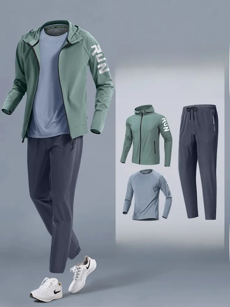 

Мужской спортивный костюм для активного отдыха: быстросохнущий комплект для профессиональных тренировок, велоспорта и бега. Новинка весна-осень.