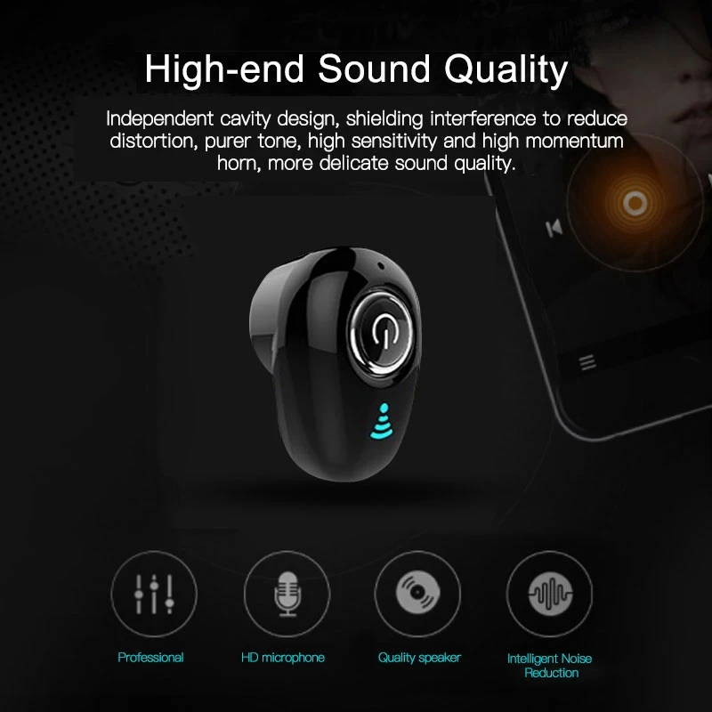 Single Ear Bluetooth Headset Wireless In Visible Earbuds 5.0 Stereo For Music Running Relaxation