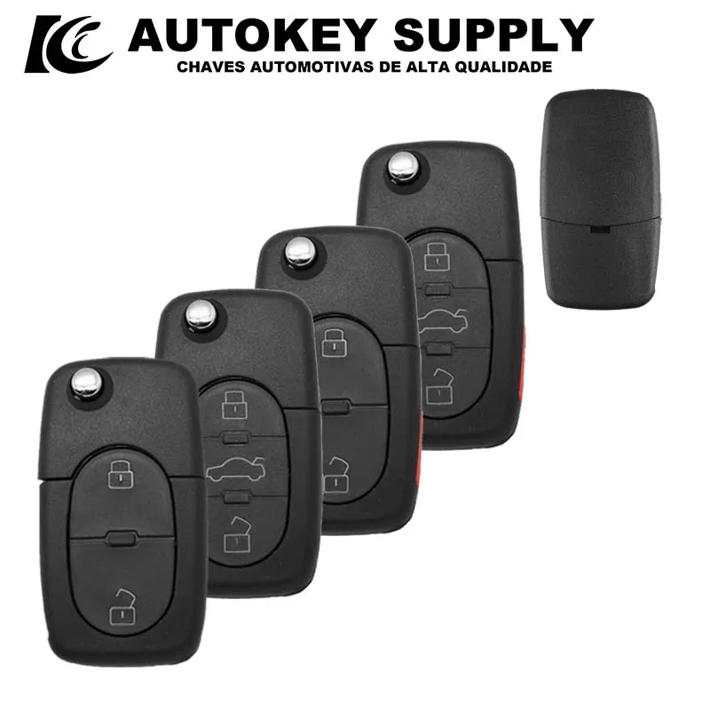 

Autokeysupply AKADF103 2/2 + 1/3 + 1 кнопки HU66 лезвие дистанционного управления флип-чехол для автомобильного ключа CR2032/CR1616 с для Audi
