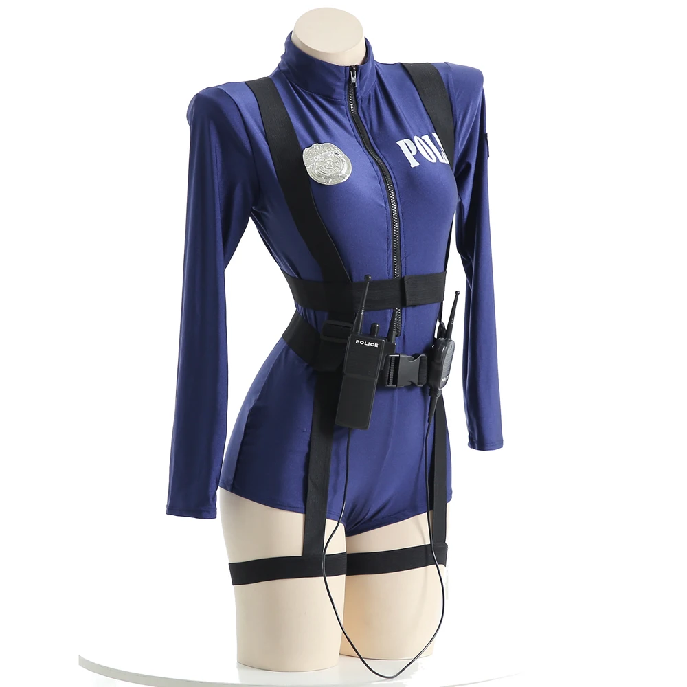 AniLV Role Play Police Women Uniform Outfits Sexy Lingerie Tight Bodysuit Strap Belt Jumpsuit Pajamas Erotic Costumes