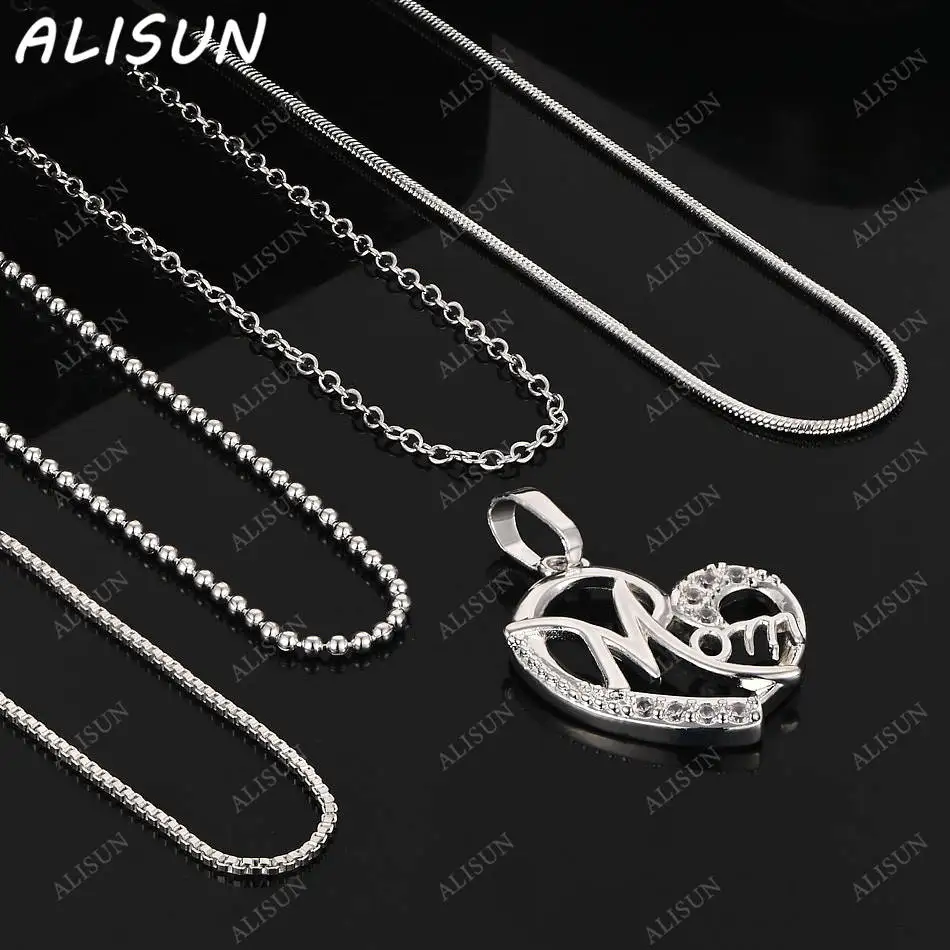 

ALISUN 40-75cm 925 Sterling Silver Zircons Heart Pendant Necklace For Women Men Charm Trend Birthday Gifts Fashion Party