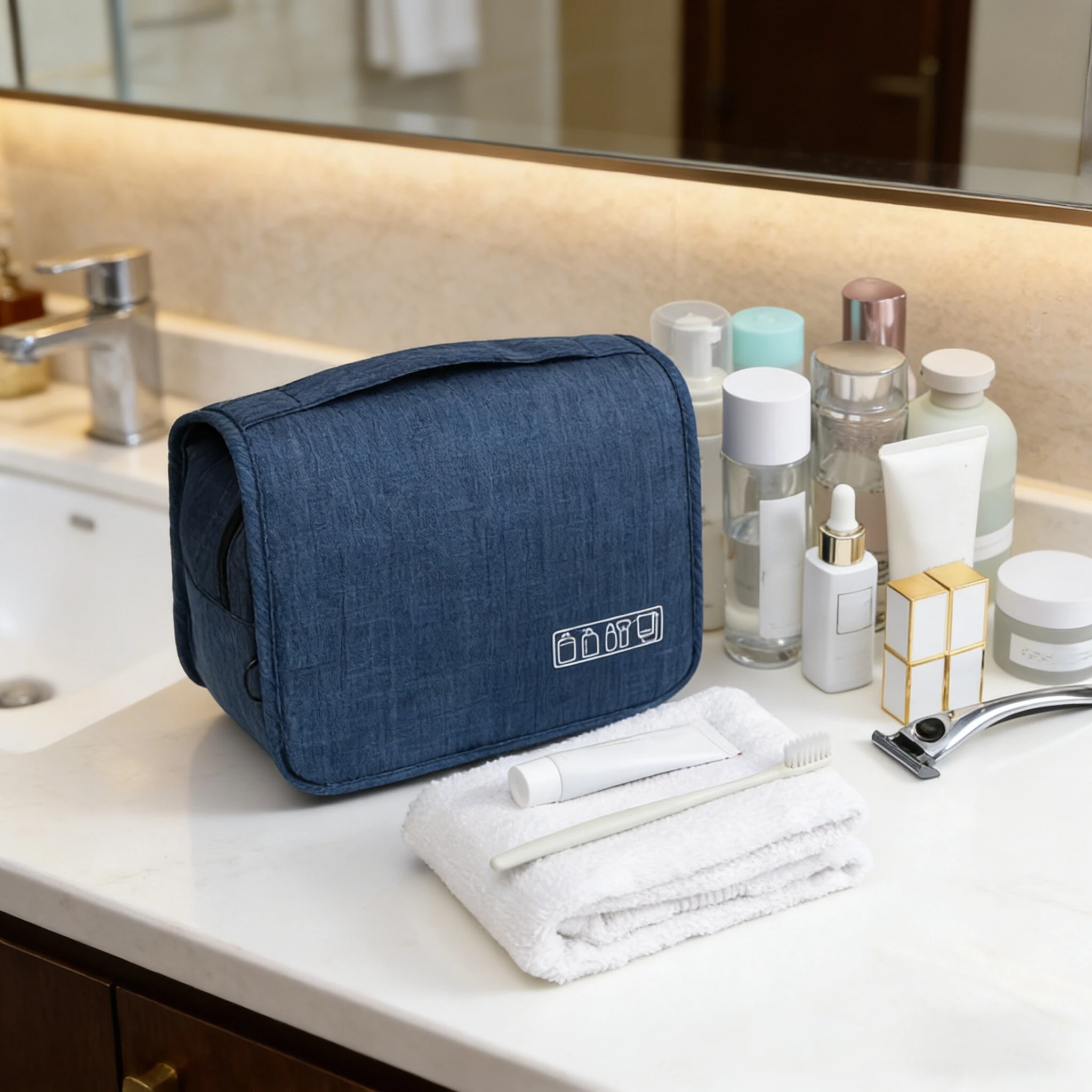 

1pc Toiletry Bag Hook Makeup Bag, Multi Functional Waterproof Cosmetic Storage Bag, Travel Men Women Hand Wash Storage Bag