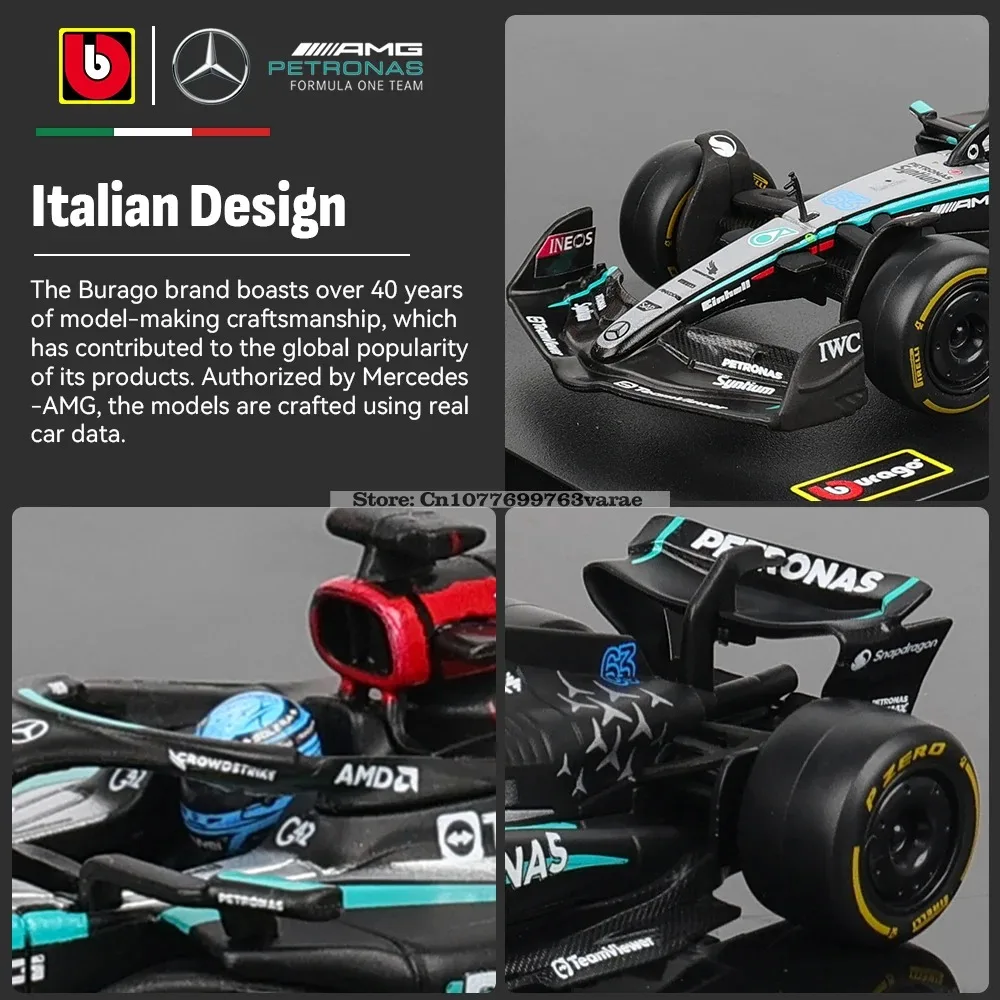 Bburago 1:43 Mercedes-AMG Petronas F1 Equipo W15 2024 # 44 Hamilton # 63 George Russell coche de aleación modelo fundido a presión juguete coleccionable
