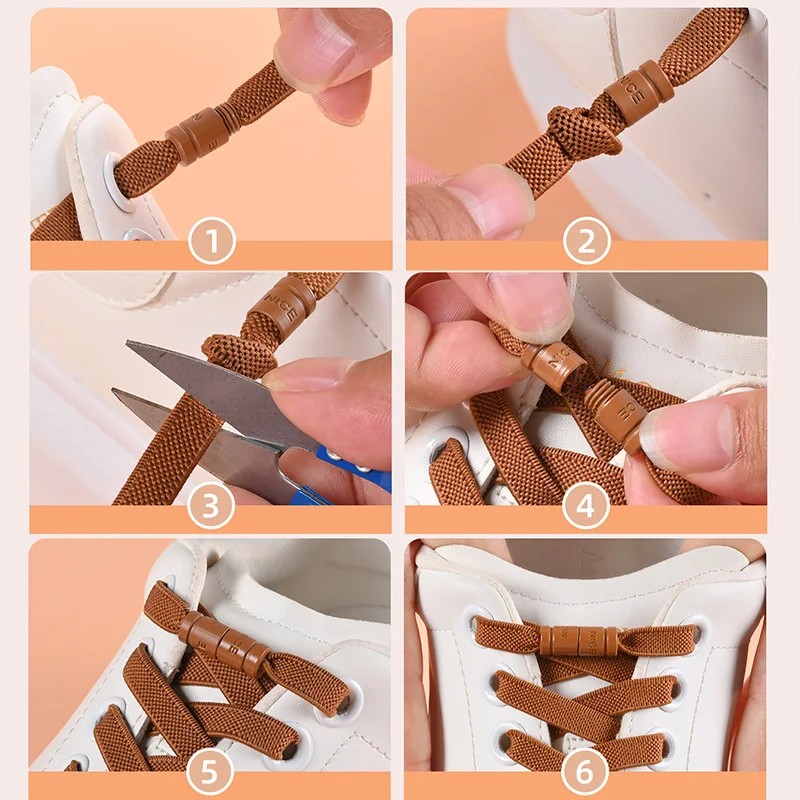 8mm No Tie Shoe Laces Button locking Without Ties Elastic Laces Sneaker Widened Flat Shoelace for Shoes image 3