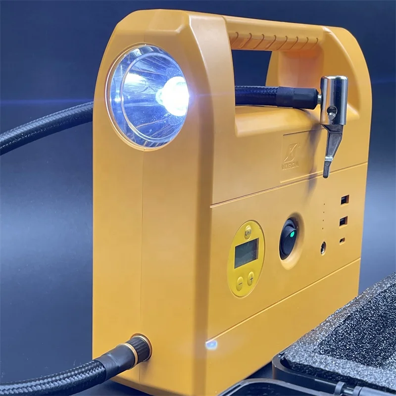 

New Design Style Multi-Function Car Start Power Supply Equipped With Lighting System Tire Inflatable Outdoor Power Supply