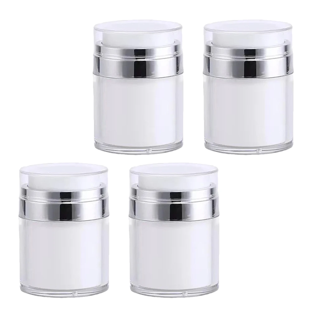 

4pcs Airless Pump Jar 30Ml Refillable Empty Bottle Cream Sub Container Travel Skincare Dispenser For Face Moisturizer