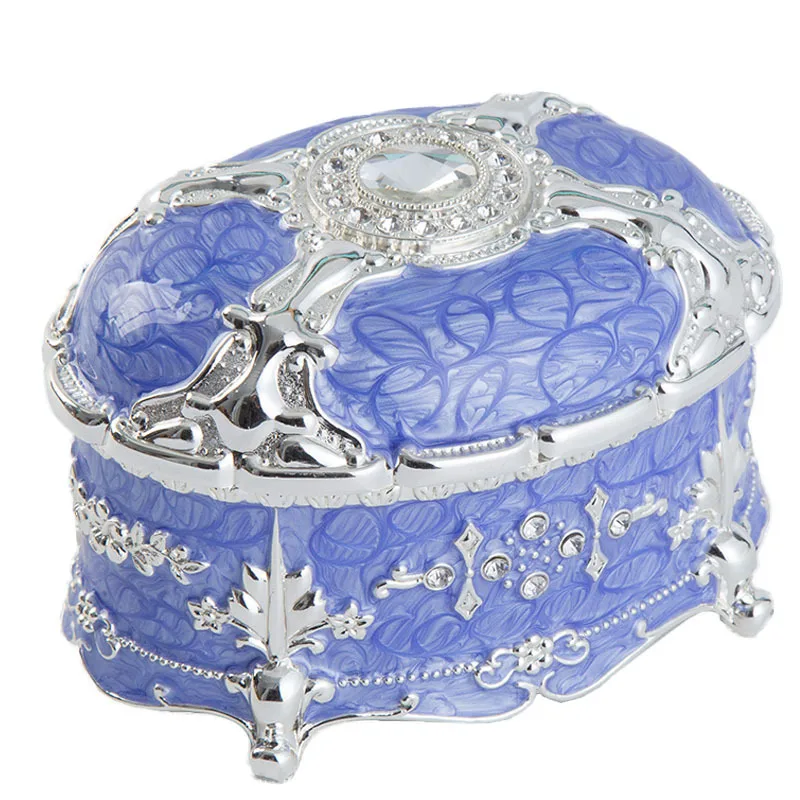 

DSA Court Metal Creative Diamond Set, Oval Jewelry Storage Jewelry Box, Birthday Wedding Gift