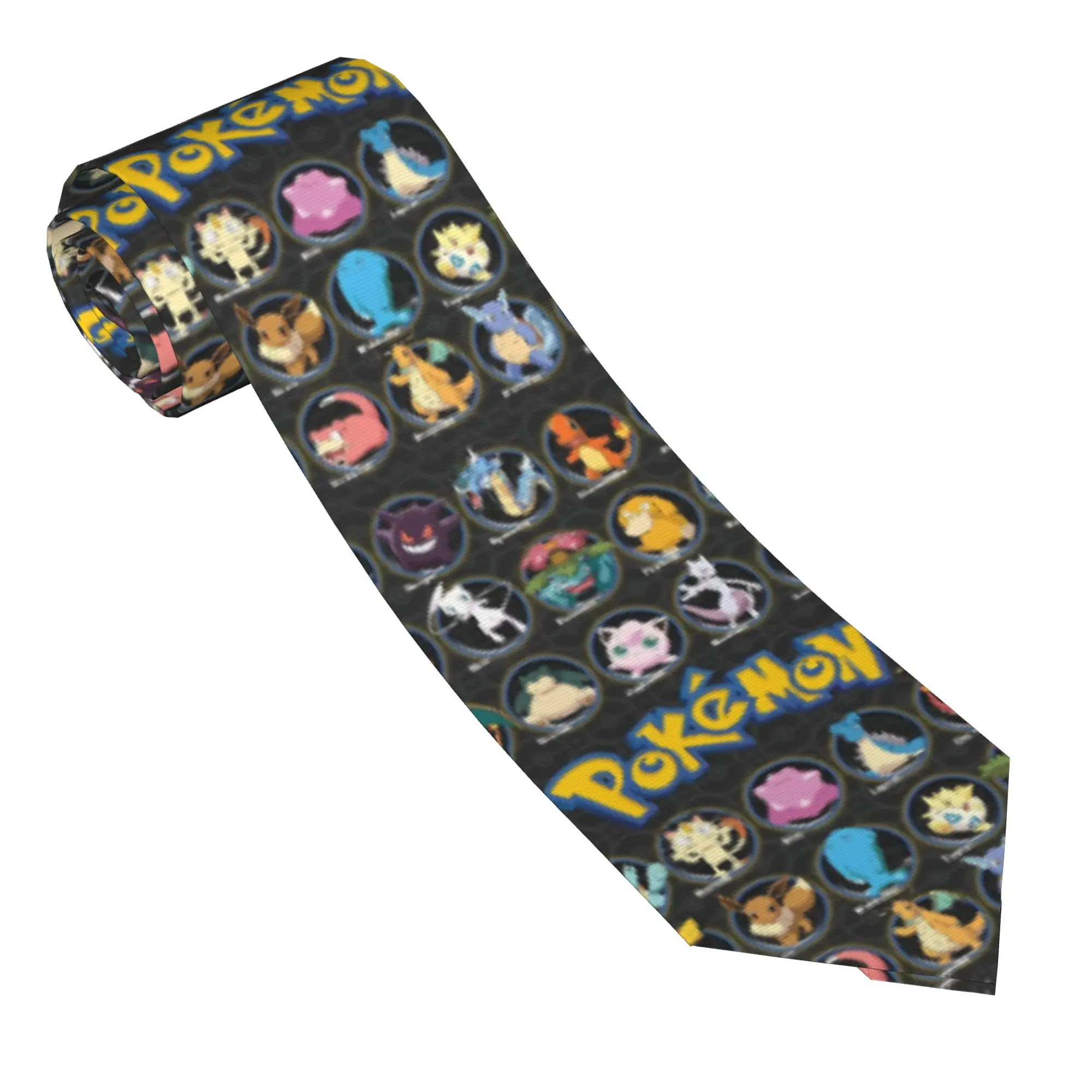 Cartoon Pokemon Characters Neckties Men Women Skinny Polyester 8 cm Wide Neck Tie  for Men Accessories Cravat Wedding Party