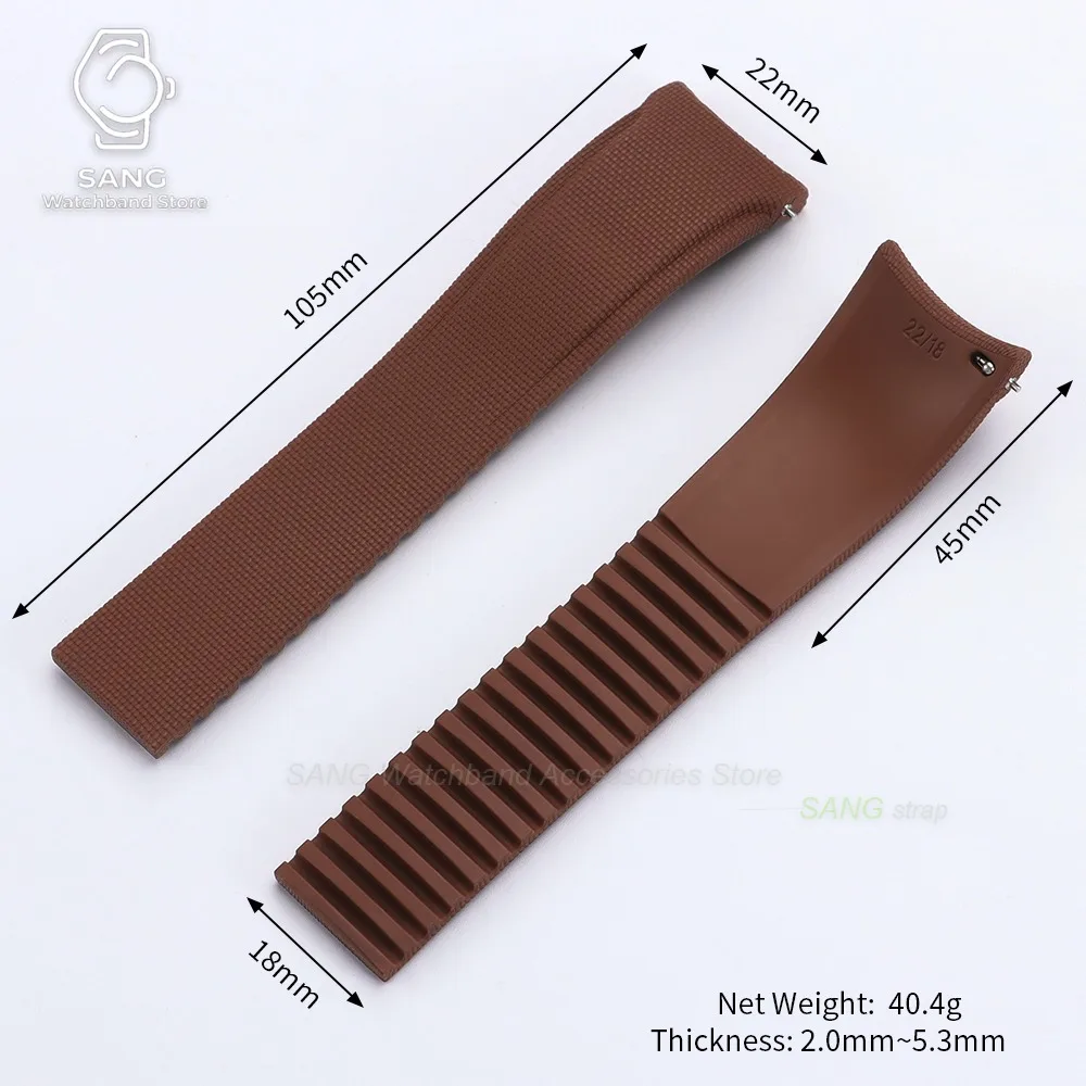 20mm 21mm 22mm Schnellverschluss Uhrenarmband mit gebogenem Ende, neues weiches FKM Fluorkautschuk Uhrenarmband, Herren Armband, universelles Sportarmband – Detail 1