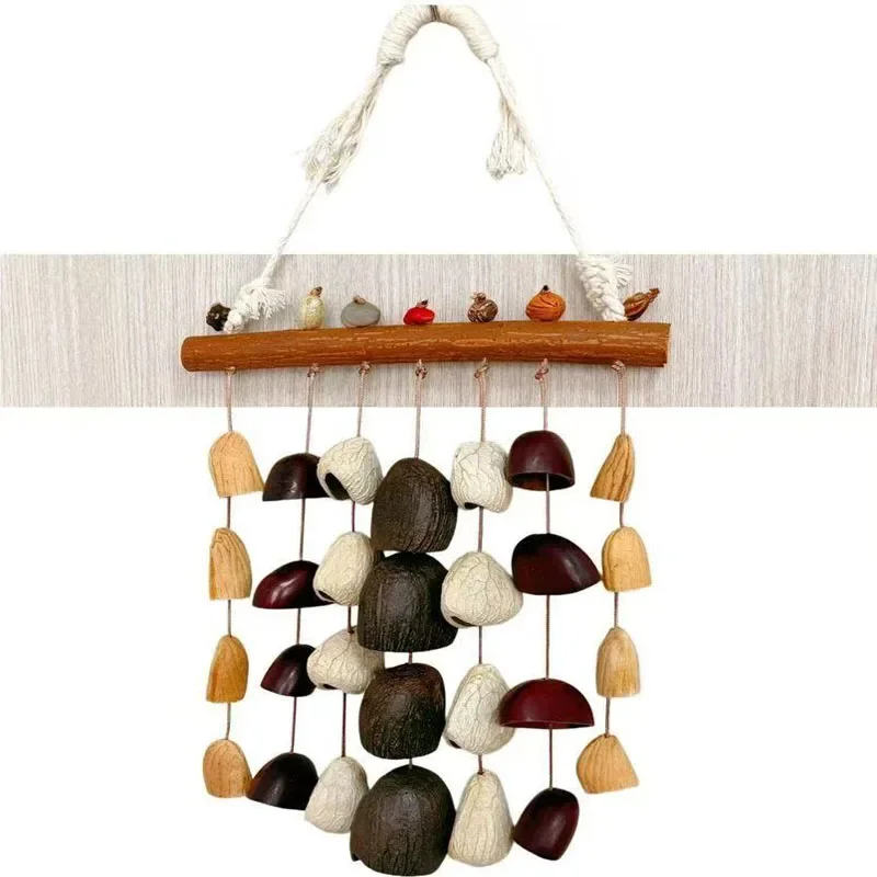 Natural Plant Pod Wind Chimes Handcrafted, Soft Clinking Fruit Shell Bells for Tranquil Relaxation, Rustic Hanging Wall Decor