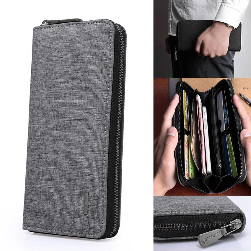 

New Style Men‘s Long Wallet Young People Fashion Clutches Wallet Billfold Nylon Oxford Fabric Zipper Wallet Card Holder