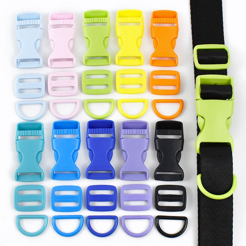 2/5Sets Meetee 15/20/25mm Plastic Bag Buckle D Ring Quick Release Buckles Handbag Strap Tri-Glide Slider Clasp Pet Collar Hook