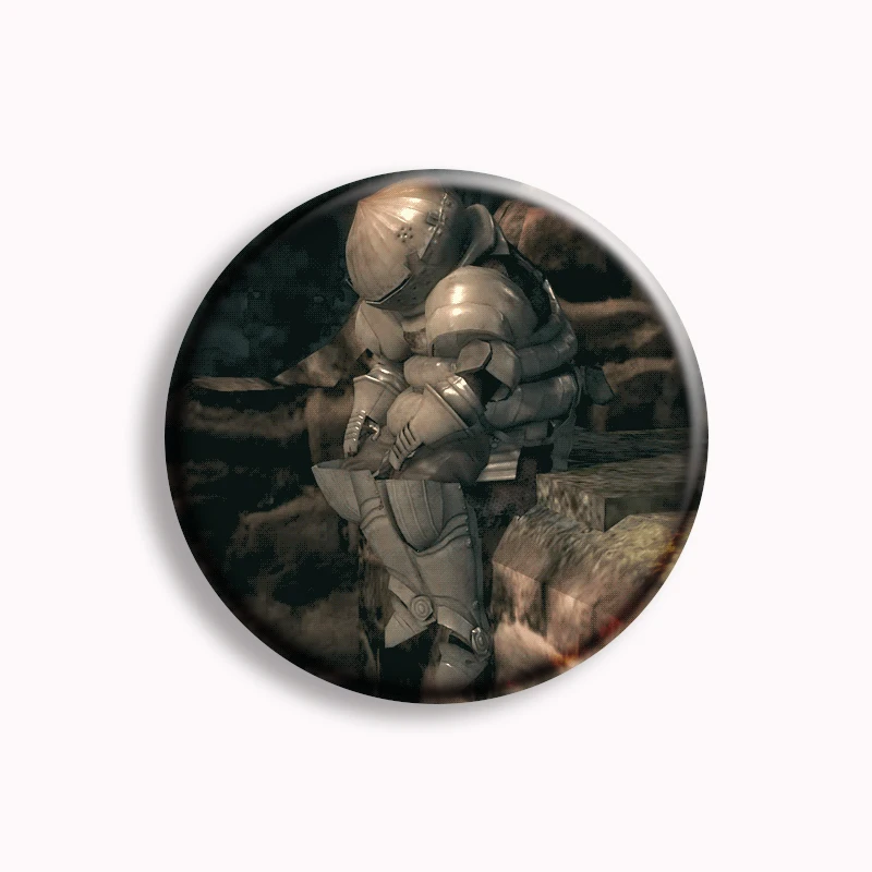 Game Dark Souls 3 Solaire of Astora Soft Button Pins Sun Knight Shield Ornstein Smough Hammer Brooch Backpack Decor Gamer Gifts