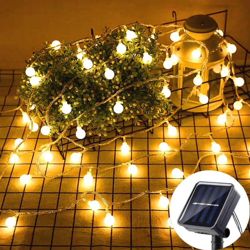 1Pack Solar String Light Garden 8 Modes Solar Globe Fairy Lights Waterproof For Garden Christmas Outdoor Wedding Decor Lights