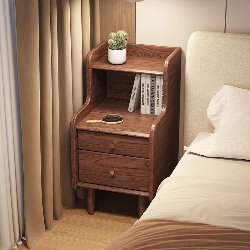 

Height solid wood bedside table Household bedroom Simple modern locker Log bedside storage cabinet Bedside bookshelf cabinet