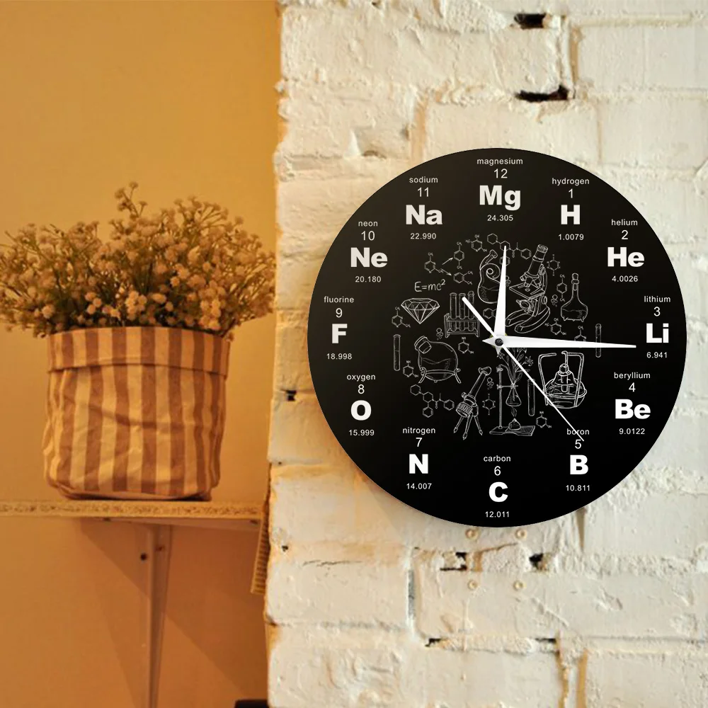 Periodic Table Of Elements Wall Art Chemical Symbols Wall Clock Educational ElementaL Display