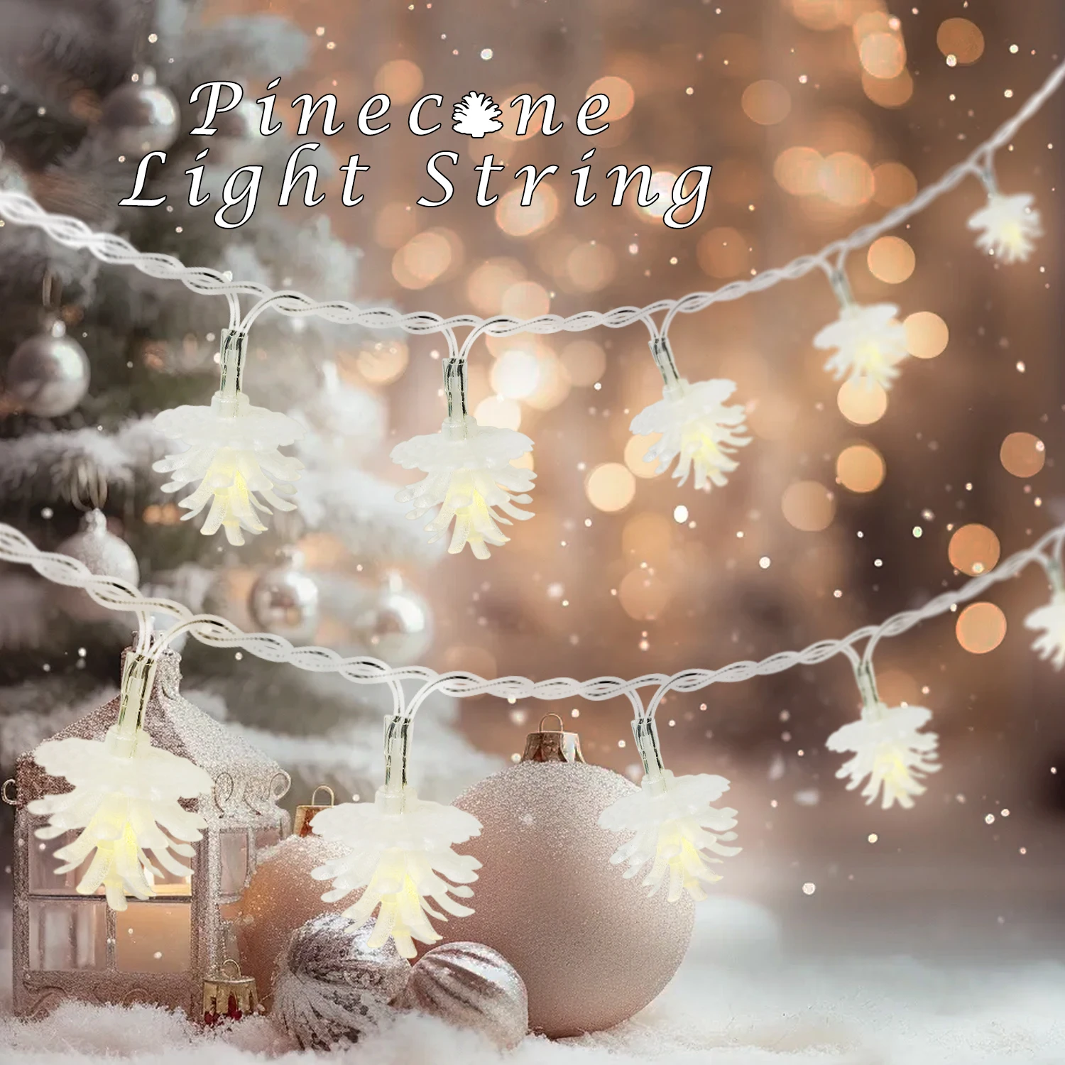 3M 20Led Pine Cone Fairy Lights Battery Powered Christmas Decoration Xmas Tree Decor Light String New Year Garland String Lights