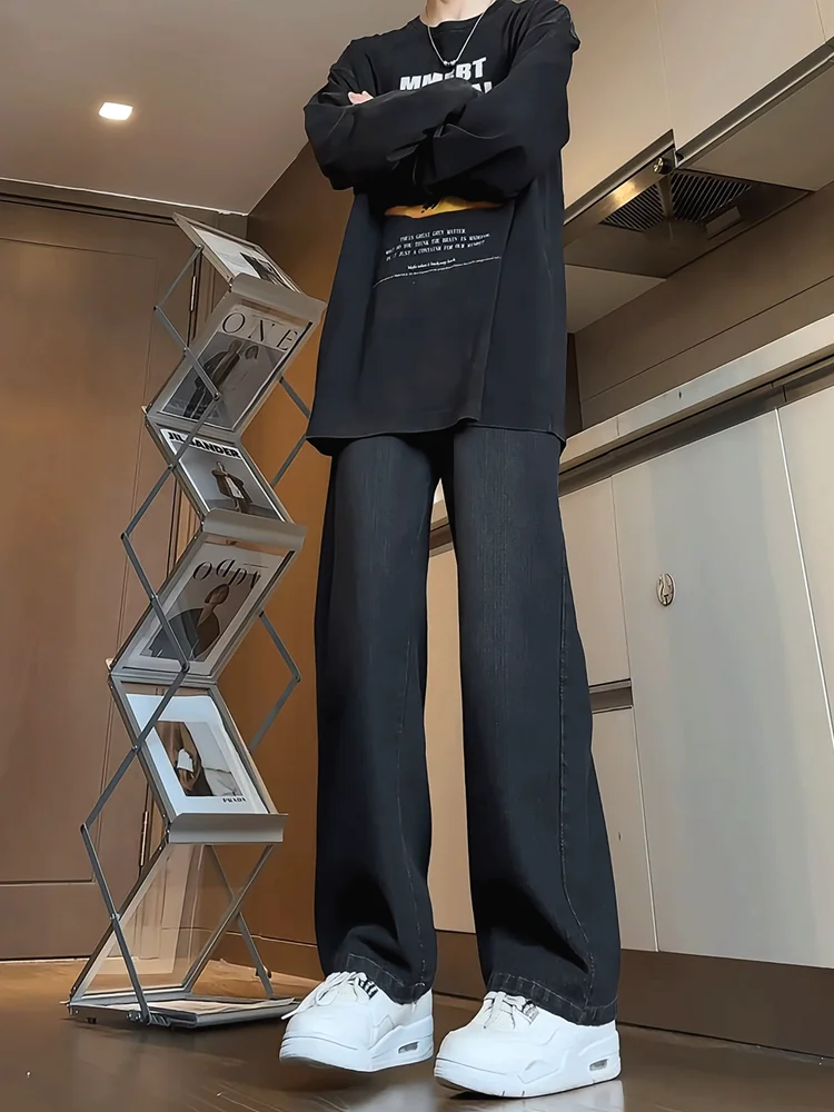 

Bla Starry Night Denim Jeans Men's Sle Autumn High Street Cool Straight Leg Wide Leg Pants Youth Faion Cotton Polyester...