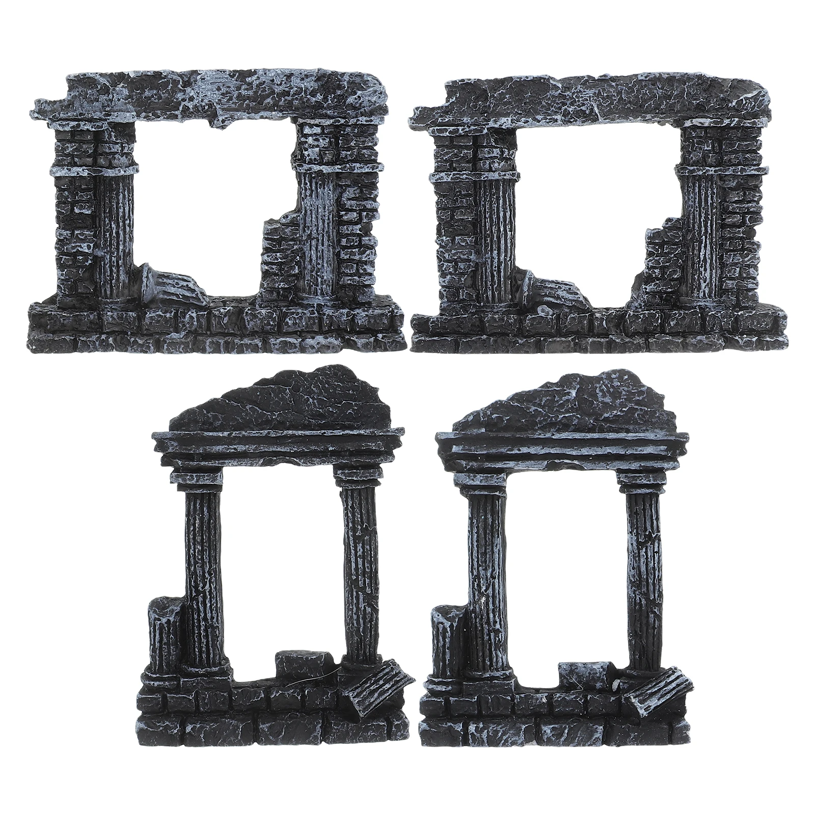 

4Pcs Fish Tank Roman Pillar Decor Aquarium Landscape Ornament Resin Craft Hiding Place for Fish Natural Look Artificial