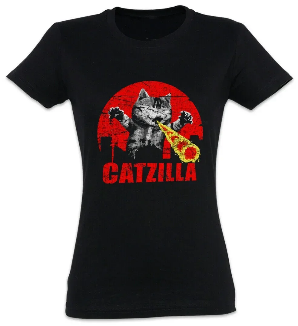 Catzilla Women T-Shirt Cat Cat Love Fun Love Addiction Addicted Person