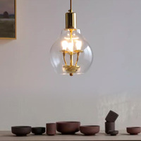 Artistic Candle pendant lamp led ball clear glass Light Black electroplated King Edison Ghost Nordic single-head dining lamp