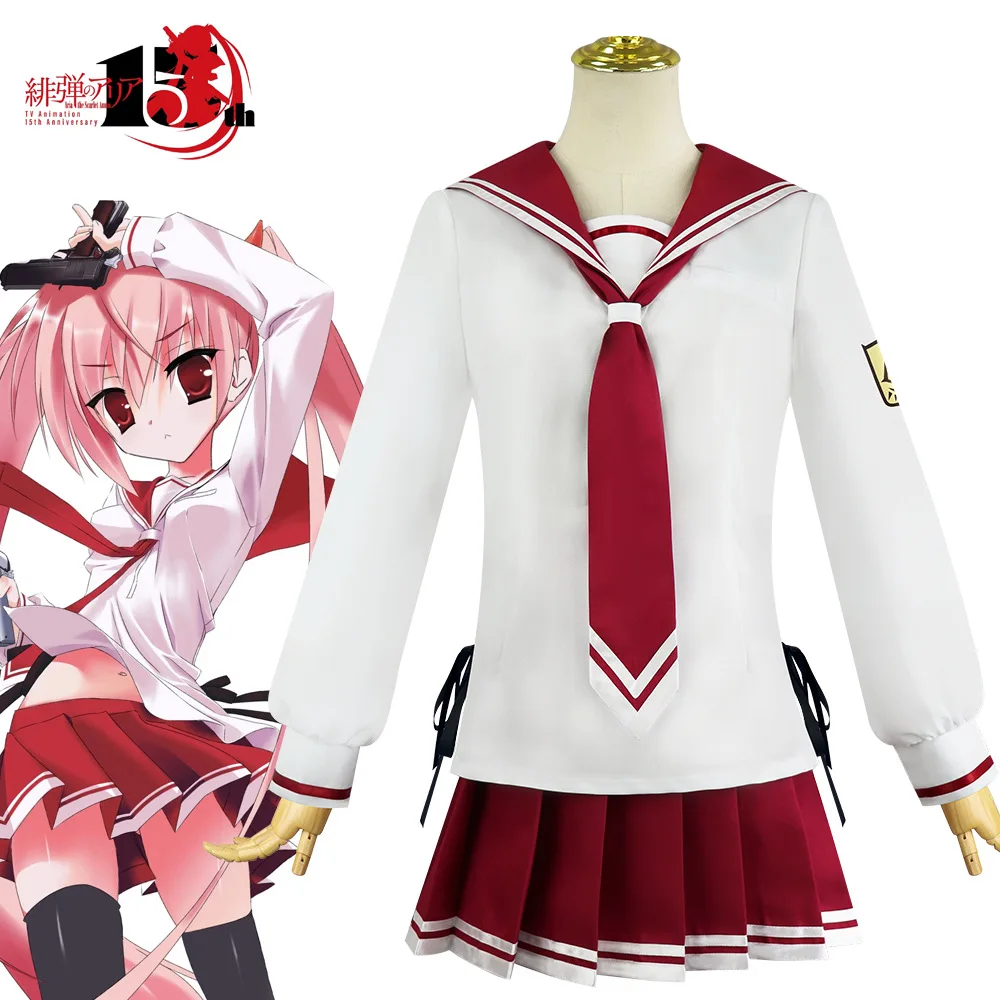 Disfraz de Cosplay de Anime Kanzaki H. Aria, Peluca Rosa de Aria de Hidan no Aria, Uniforme Escolar Japonés Kawaii JK, Vestido para Mujer y Niña