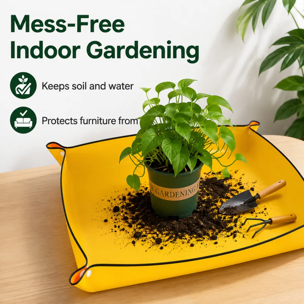 100*100cm Foldable Waterproof Plant Transplant Mat Thickened Gardening Potting Horticulture Work Mat