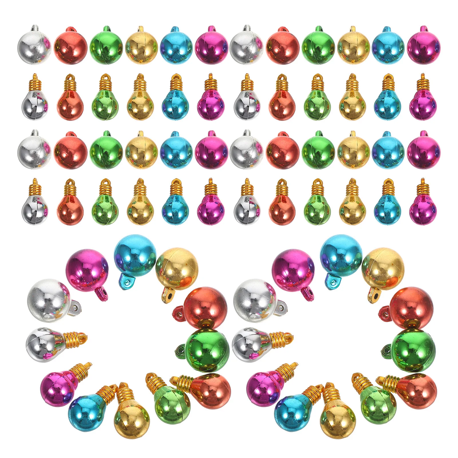 

100 Pcs Christmas Decorations Colored Balls Tree Colorful Plastic Hanging Ornaments Mini Bulb Holiday Beads