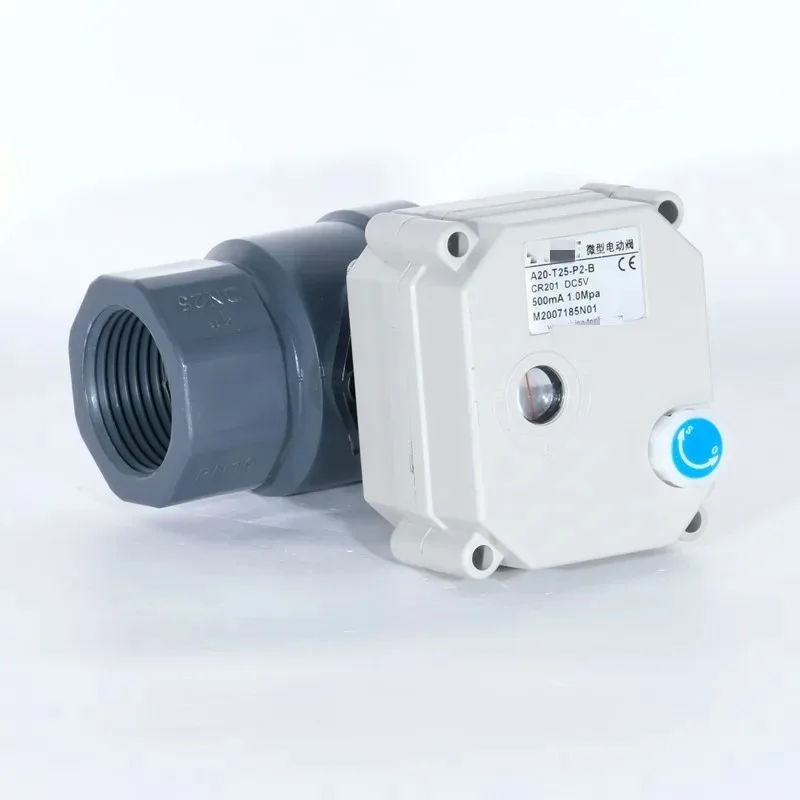 2-Way Mini UPVC Electric Ball Valve DN15–DN32 (1/2''–1-1/4''), DC5V/12V/24V, Motorized Valve with Manual Override for Water/Pipe