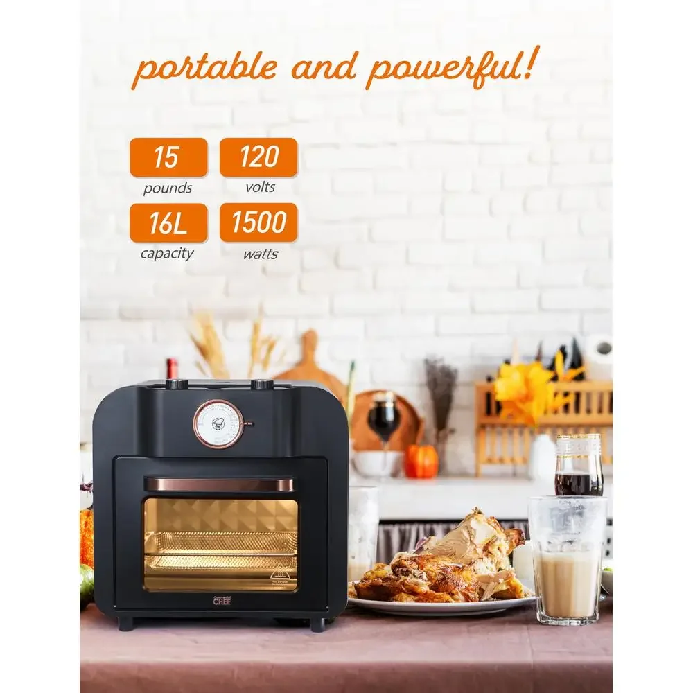 17QT Multifunctional Air Fryer Oven Rotisserie Bake Broil Toast Warm Efficient Kitchen Appliance 1500W