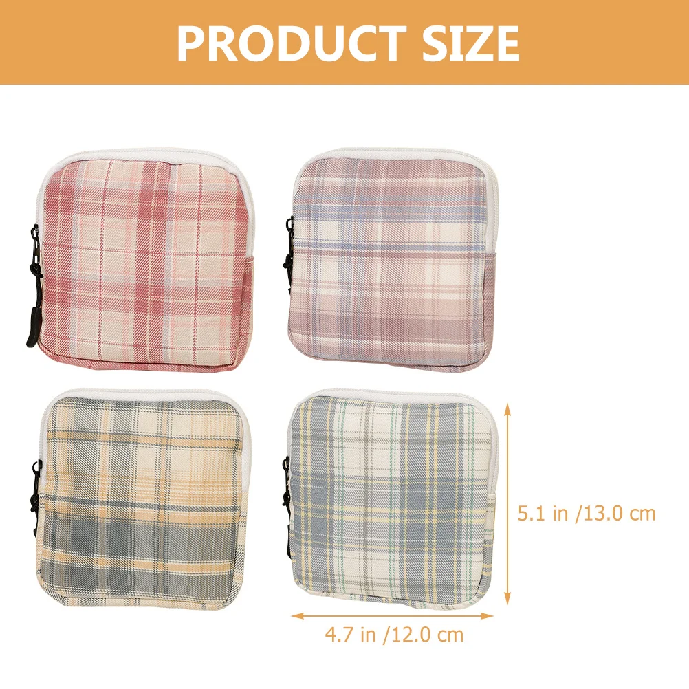 

4pcs Sanitary Napkin Bag Cotton Portable Storage Pouch For Menstrual Pads Tampons Lipstick Keys Coin Purse Period Organizer