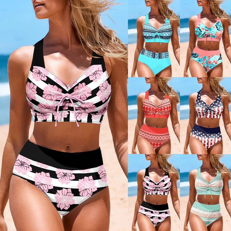 2023 New Women\'s Two Piece Bikini Sexy Beach Swimwear Fashion Print Bikini Set Women\'s Summer Fashion Swimming Bikini Swimwear