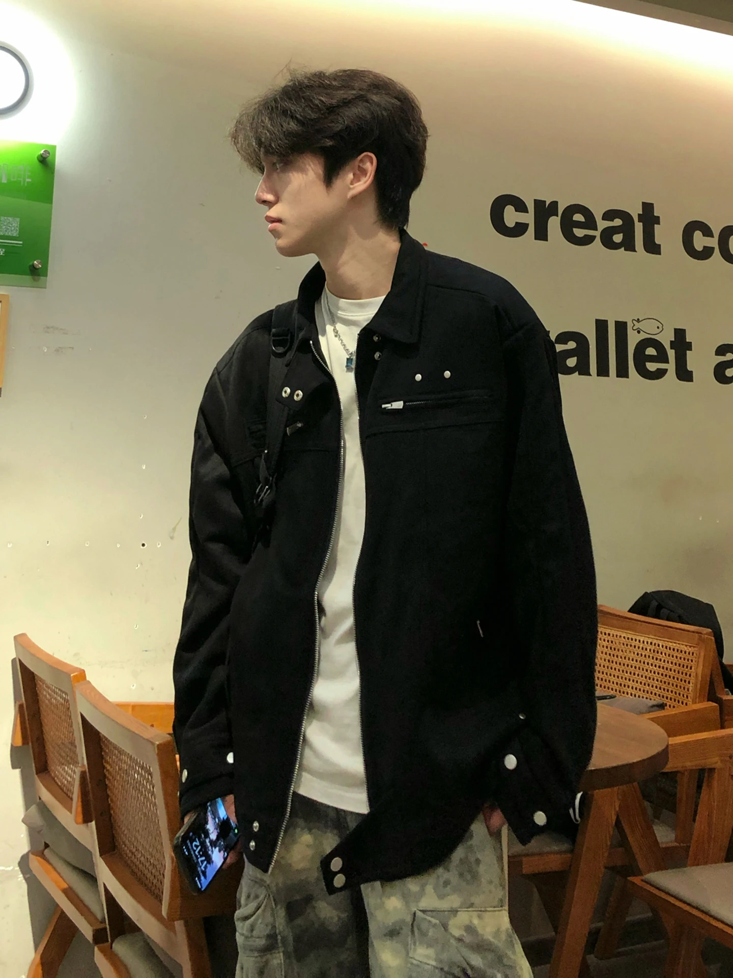 

Bla Cleanfit American ort Sle Деконструированный лоскутный дизайн Спецодежда Jaet Мужская модная верхняя одежда на осень