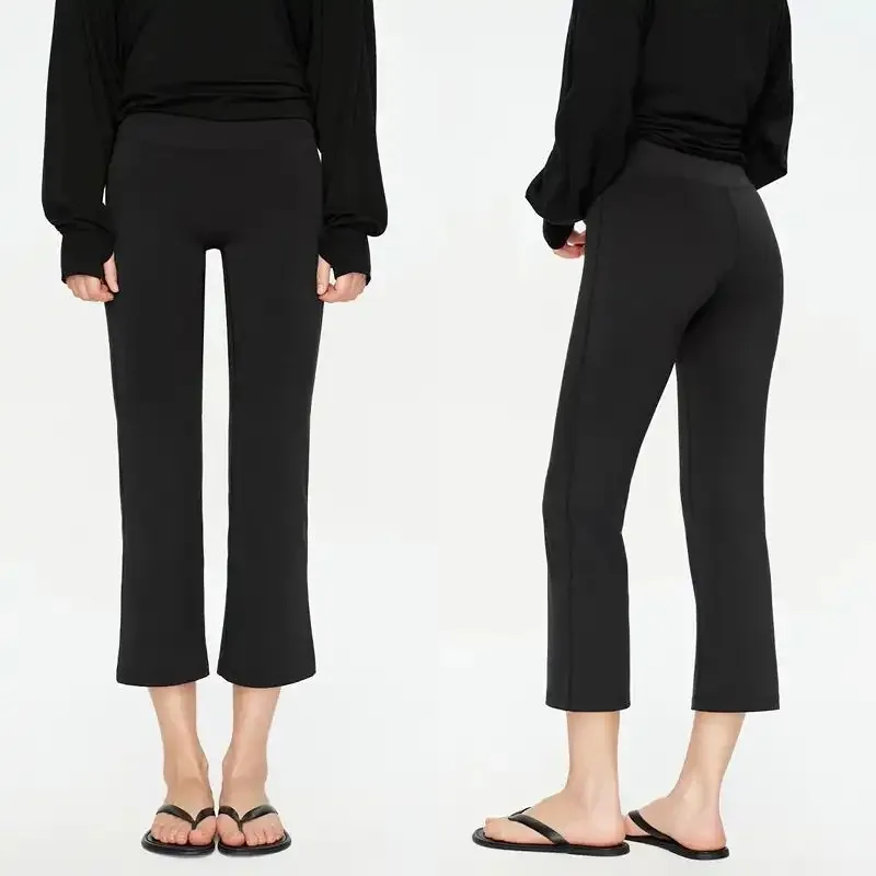 Women Elastic Micro Flare  Pants Slim Fit High Waist Stretch Summer Sports Yoga Trousers