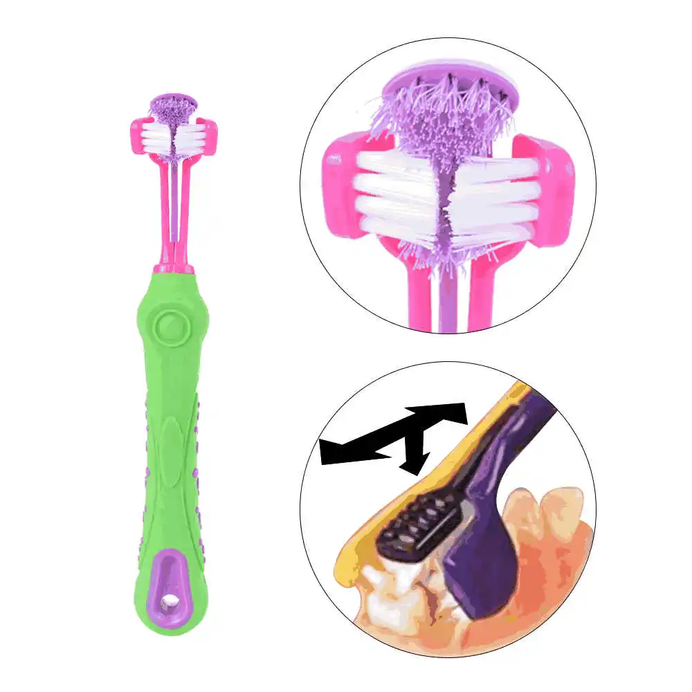 Pet supplies Three-headed toothbrush multi-angle cleaning  Tartar Large dog use