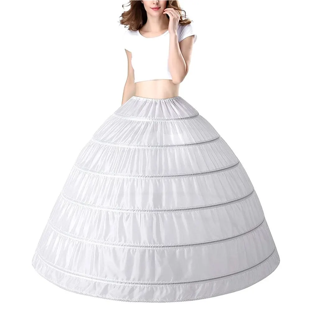 Babyonlinedress 6 Hoops Crinoline Ball Gown Wedding Petticoat Fluffy Underskirt Mariage Half Slips Wedding Accessories