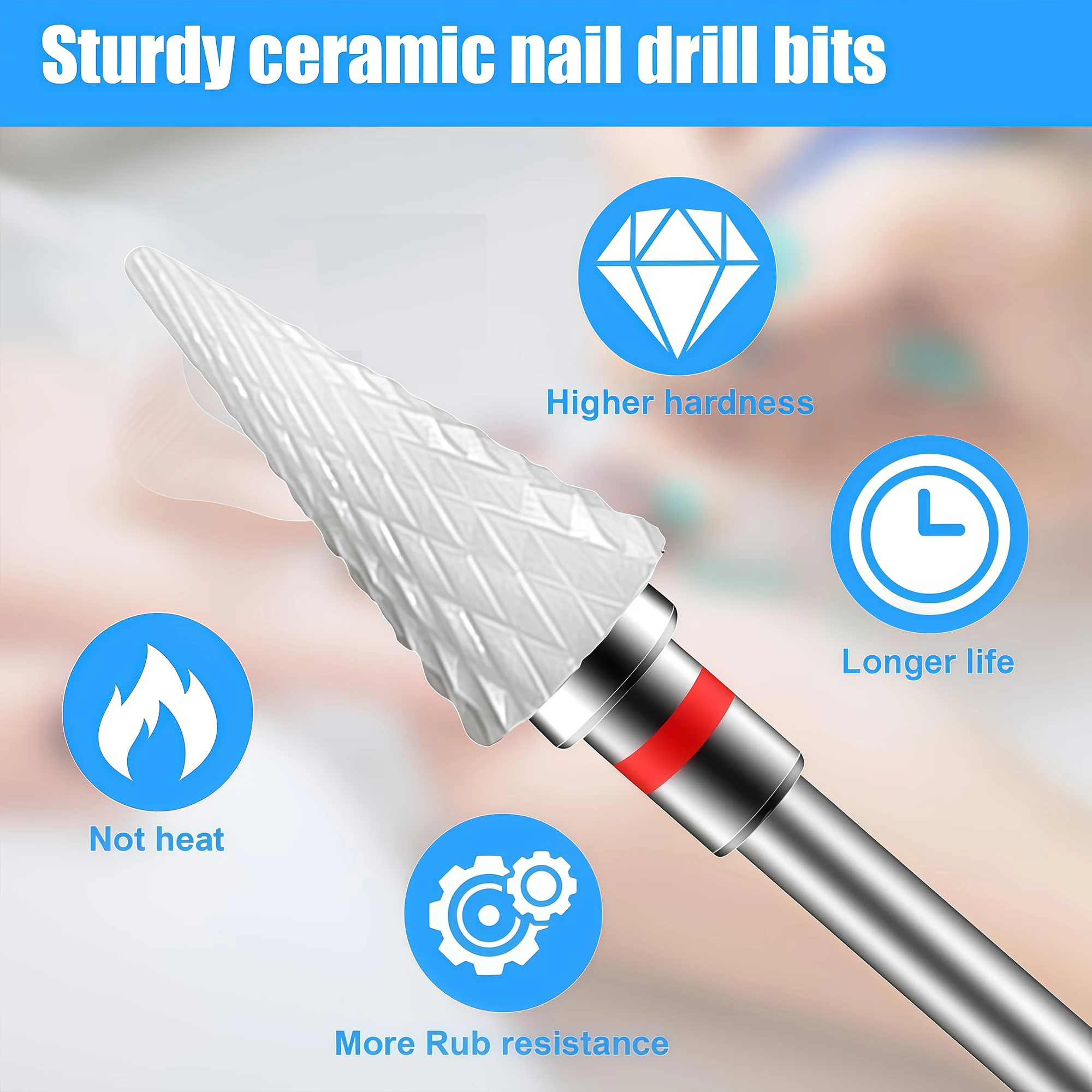 2 Pcs Professional Ceramic Nail Drill Bits 3/32 Inch Shank for Nail Polishing & Gel Removal Sturdy Wear-Resistant for Home Manic