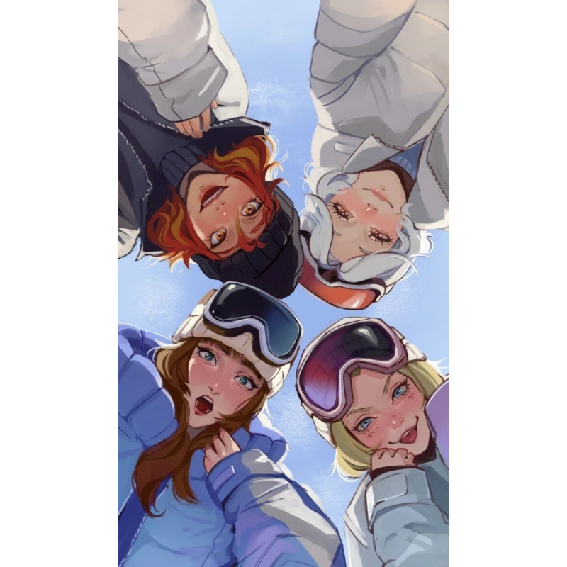

500/1000/1200/2000 PCS Jigsaw Puzzles Four Ski Girl Figure Family Activity Games for Gameroom Bedroom Gift Home Decor