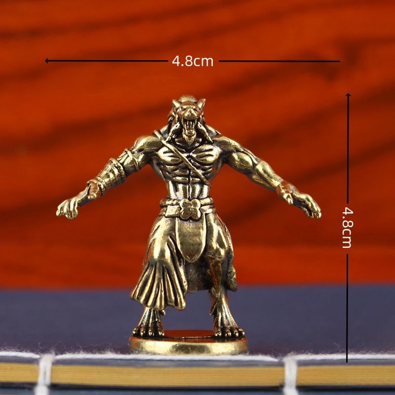 Vintage Brass Werewolf Statue Desktop Ornament Home Decoration Craft Heavy Exotic Creature Figurines Miniatures Accessories