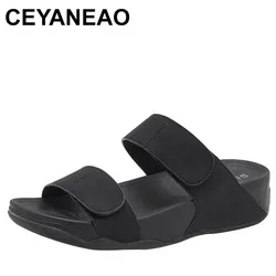 Summer Women 3.5cm Platform 5cm High Heels Slippers Female Casual Slip on Wedges Comfortable Lady Fashion Solid Color Slides