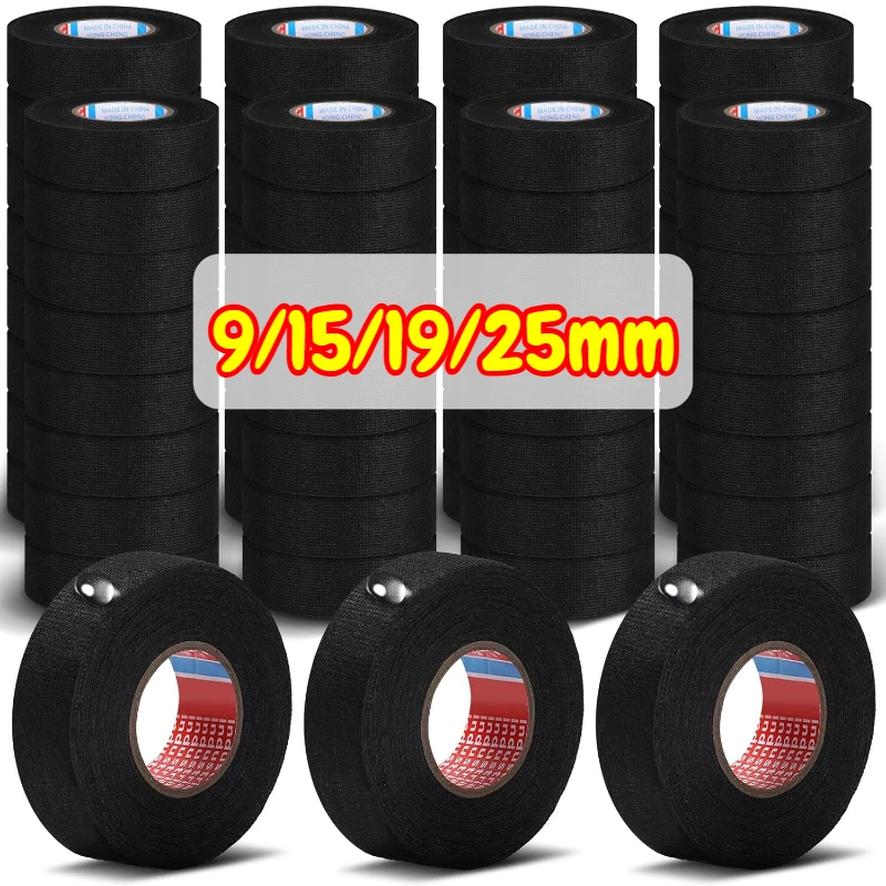 9/15/19/25mm Flame Retardant Flannel Tape 1 Roll Car Wire Cable Wiring Harness Automotive Anti-squeak Noise Reduction