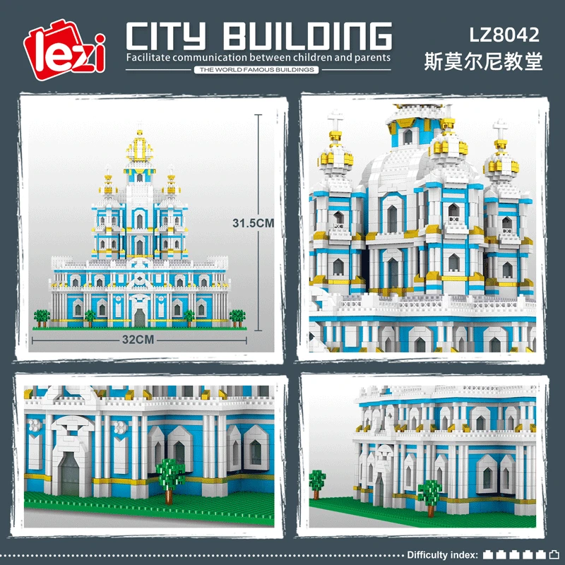 LZ8042 Diamond Small Particles Famous Buildings In Russia Smolny Convent Model Assembled Building Block Toys for Children Gifts