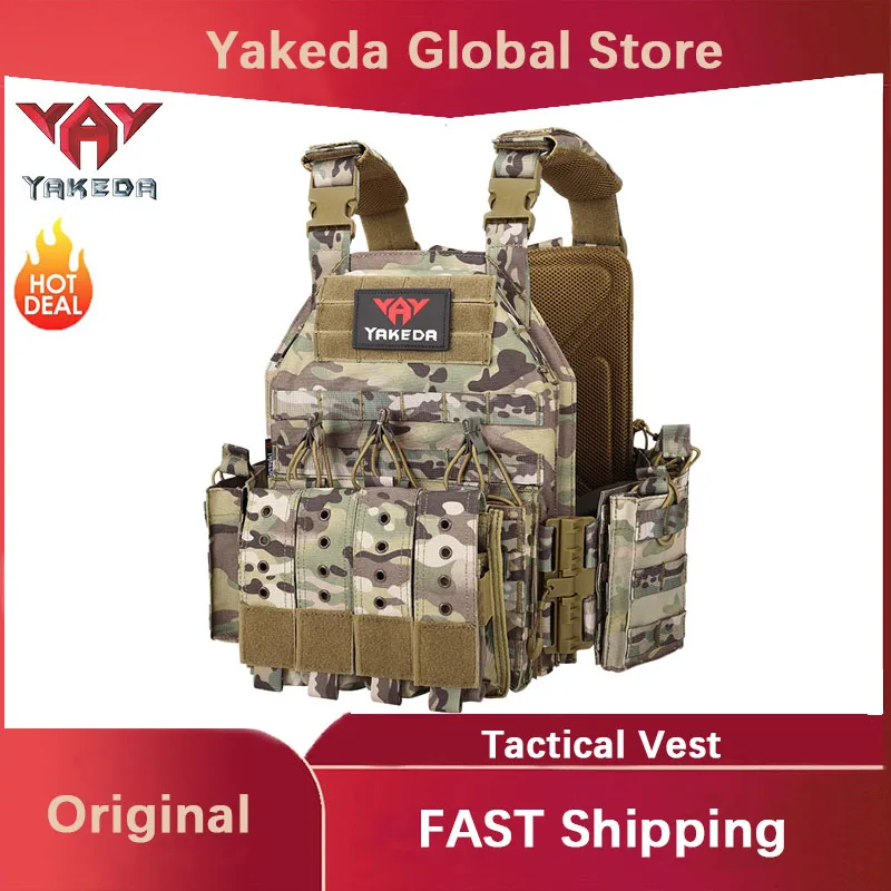 

YAKEDA Tactical Vest 1000D Polyester Quick Release Vest Outdoor Supplies Wear-resistant Adventure Equipment Camouflage Vest