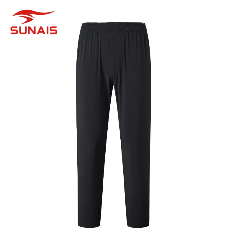SUNAIS Men's Summer Cooling Sports Pants Elastic Waist Quick Dry Breathable Black Trousers 630410
