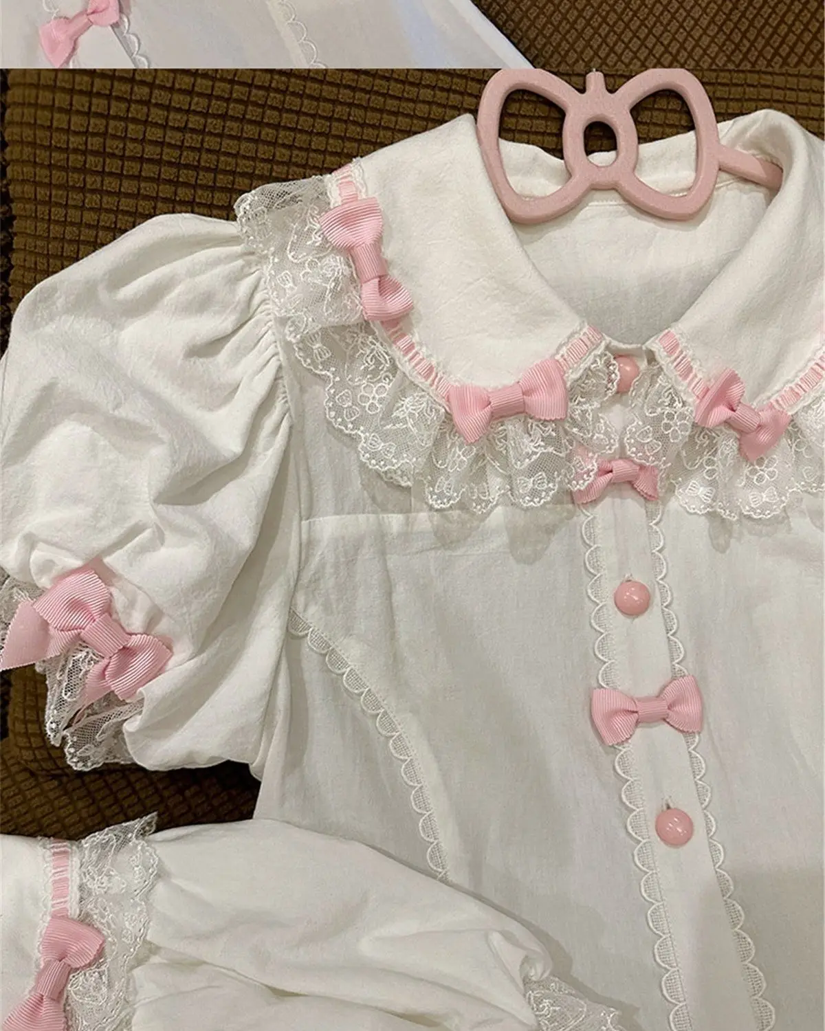 2025 Vrouwen Kawaii All-Match Japanse Leuke Lolita Blouses Peter Pan Kraag Zomer Shirt Tops Meisjes Zoete Bladerdeeg mouw Chic Blouse